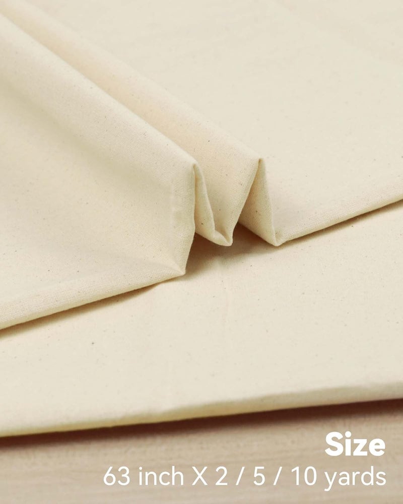 HOTGODEN Light Weight 100% Cotton Muslin Fabric: 63 inch x 2,5,10 Yards Unbleached Muslin Linen Fabric Material for Sewing Material Apparel Cloth - Image 3